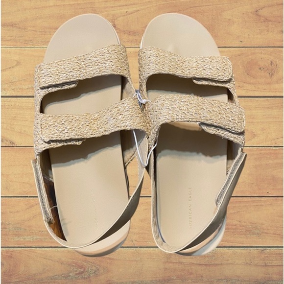 NWT - AE Women’s Raffia Slingback Sandal (Natural Cream / Multiple Sizes) - Picture 2 of 9